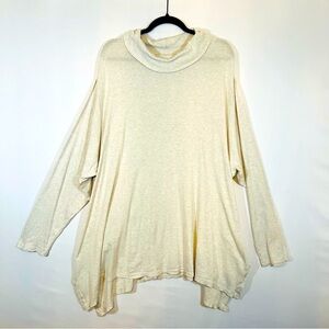 J. Jill Perfect Pima Cream Cowl Neck Long Sleeve Top Shark Bite Hem Womens Sz 4X
